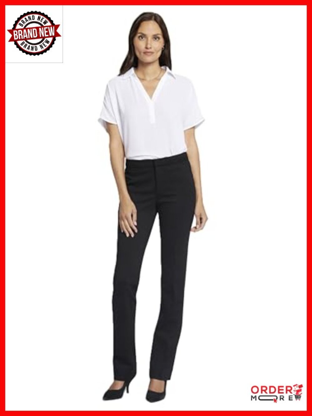 NYDJ Teresa Wide Leg Ankle Fray Hem Trouser Pants Slim Ponte Work